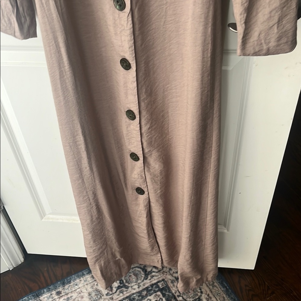 Sajeda Tan Long Crinkle lightweight layering dress/coat Islamic women’s apparel - Picture 4 of 11